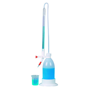 Bureta automática con protección antiastillado, patrón de Schilling, vidrio de borosilicato 3.3