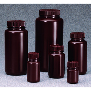 Frasco de boca ancha Nalgene Economy, HDPE, con tapón de rosca, PP, marrón